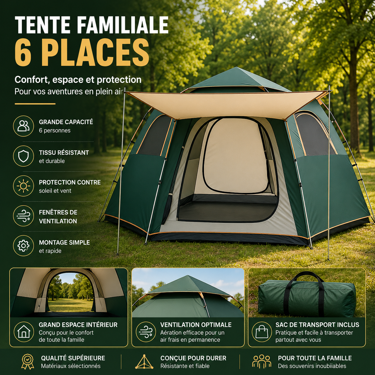 Tente Familiale 6 Places 6 Faces