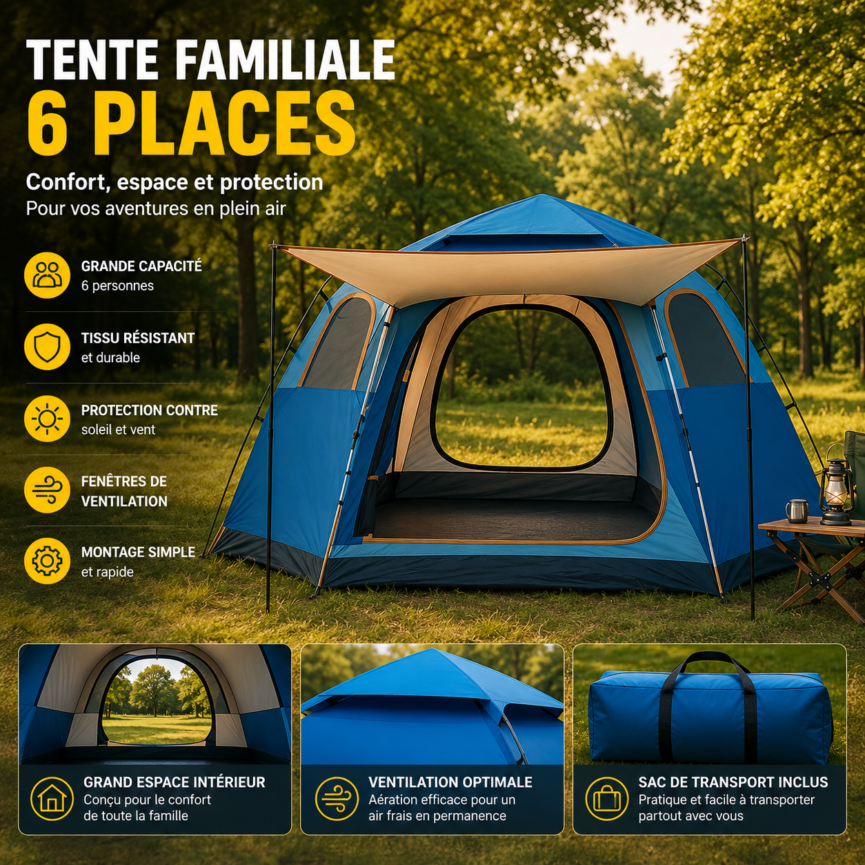 Tente Familiale 6 Places 6 Faces